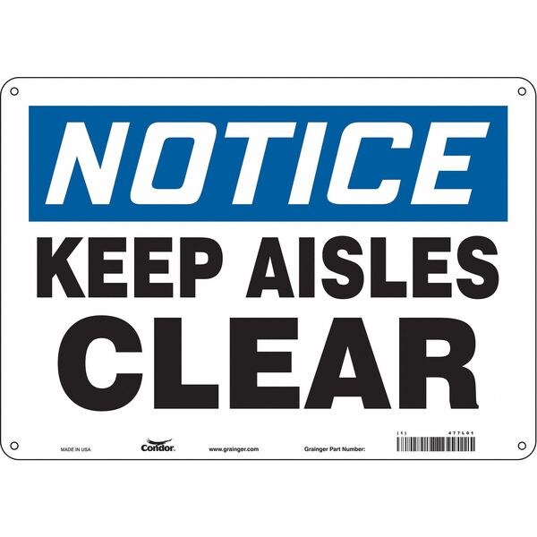 Safety Sign, 10 in Height, 14 in Width, Aluminum, Horizontal Rectangle, English, 477L01