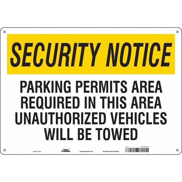 Safety Sign, 14 in H, 20 in W, Aluminum, Horizontal Rectangle, English, 478D50