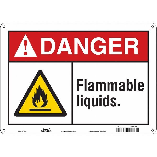 Danger Sign, 10 in H, 14 in W, Horizontal Rectangle, English, 478G82