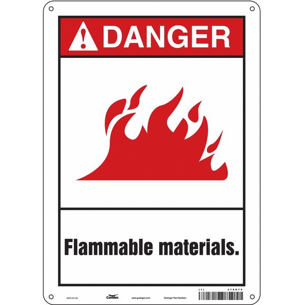 Danger Sign, 14 in H, 10 in W, Vertical Rectangle, English, 478H79