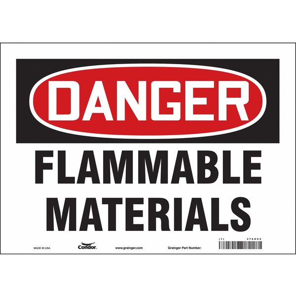 Danger Sign, 10 in H, 14 in W, Vinyl, Horizontal Rectangle, English, 478H62