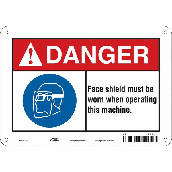Safety Sign, 7 in Height, 10 in Width, Aluminum, Vertical Rectangle, English, 478P38