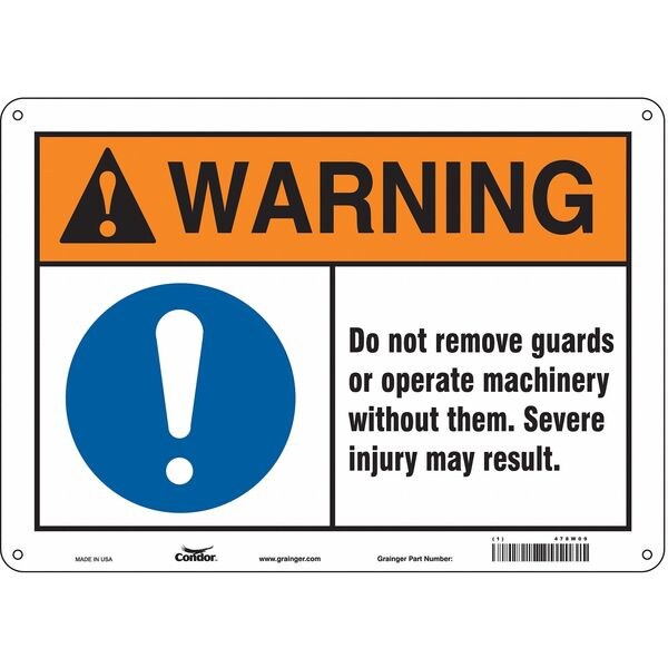 Safety Sign, 10 in Height, 14 in Width, Aluminum, Horizontal Rectangle, English, 478W09