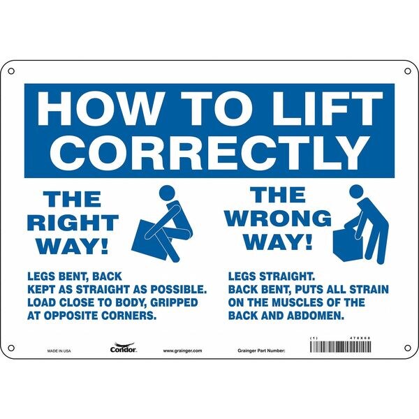 Safety Sign, 10 in Height, 14 in Width, Aluminum, Horizontal Rectangle, English, 478X68