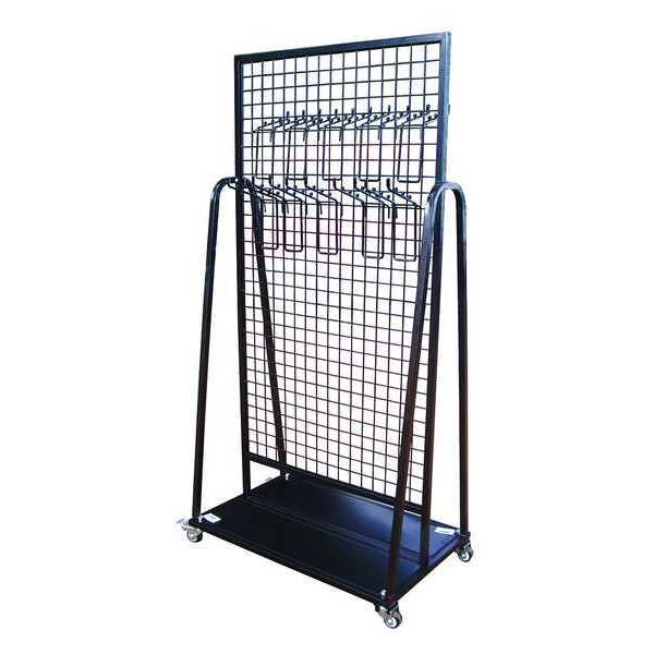 Long Handle Mobile Tool Rack, 36 in W x 72 in H x 24 in D, Steel, 240 lb Capacity, Black