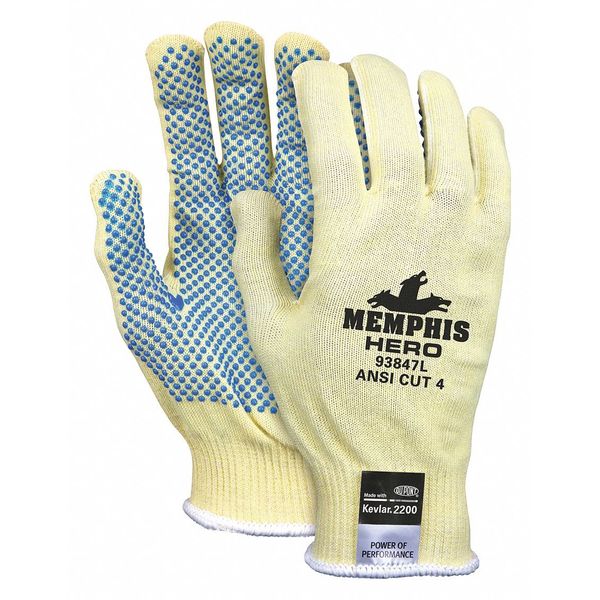 Cut Resistant Coated Gloves, A6 Cut Level, PVC, L, 1 PR