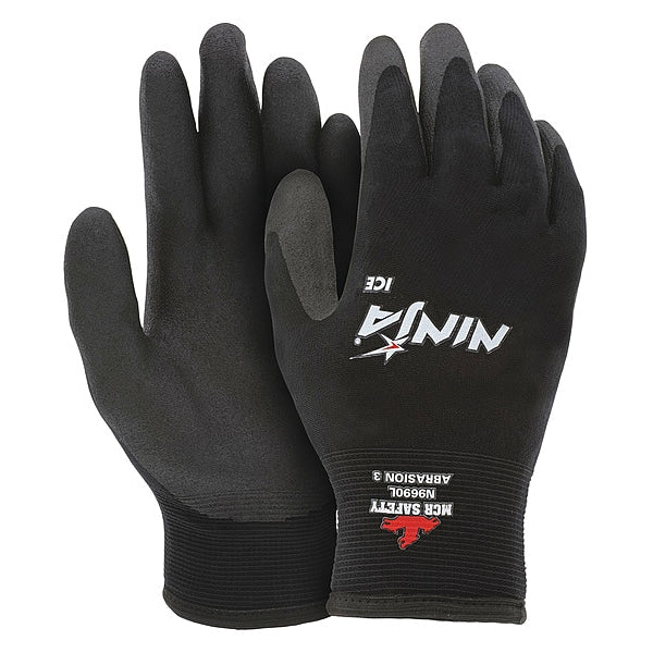 Ninja Ice Insulated Work Gloves, 15-Gauge, Coated Palm and Fingertips, Black, Large, 1 Pair