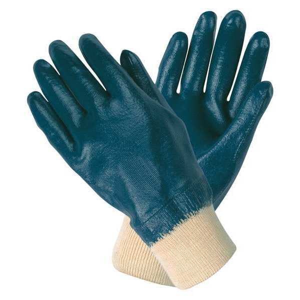 Nitrile Coated Gloves, Full Coverage, Blue/White, L, 12PK