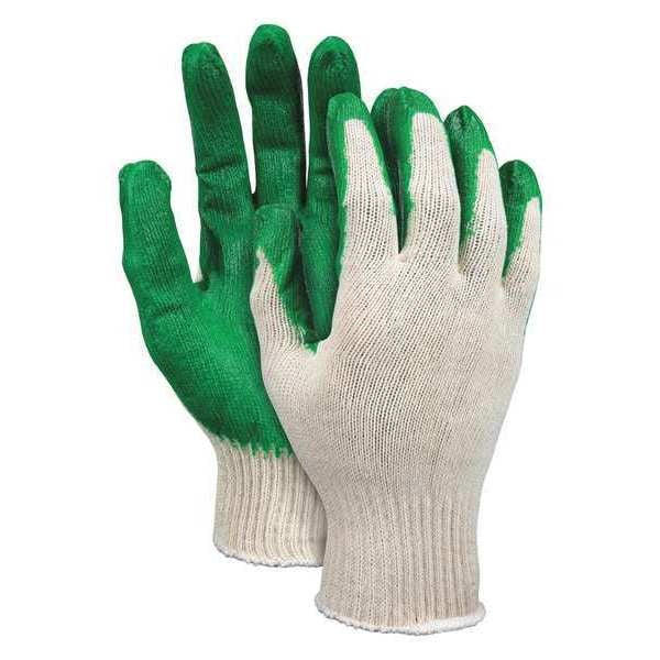 Latex Coated Gloves, Palm Coverage, White/Green, L, 12PK