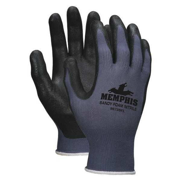 Foam Nitrile Coated Gloves, Palm Coverage, Black/Blue, S, PR