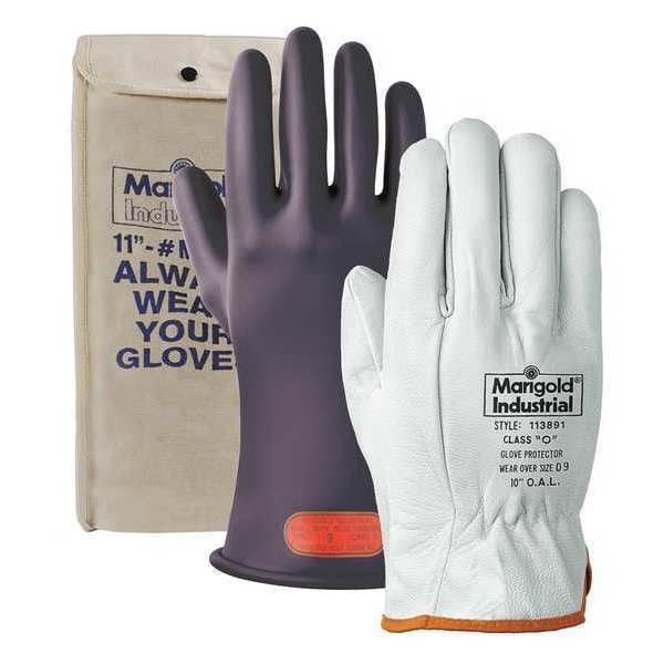Electrical Gloves, Leather, Black, 10