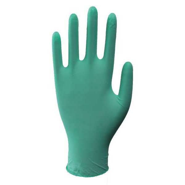 Disposable Gloves, Natural Rubber Latex, Powdered, Green, M, 100 PK