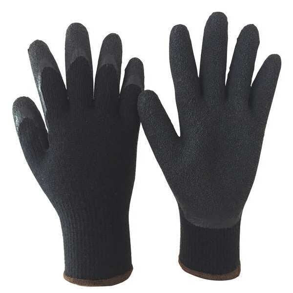 Natural Rubber Latex Coated Gloves, Palm Coverage, Black, S, PR
