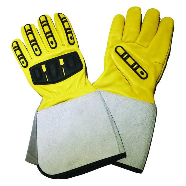 Gloves, Yellow, XL, Gauntlet, Fleece, PR