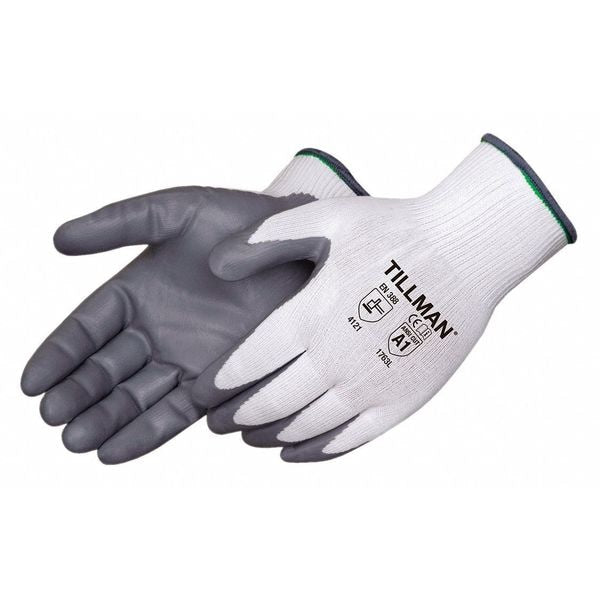 Foam Nitrile Coated Gloves, Palm Coverage, White/Gray, M, PR