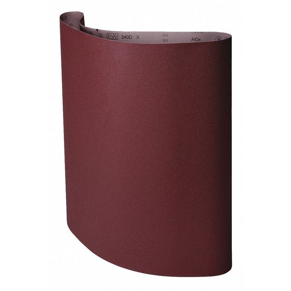 Sanding Belt, Coated, 43 in W, 75 in L, 120 Grit, Fine, Aluminum Oxide, 340D, Brown