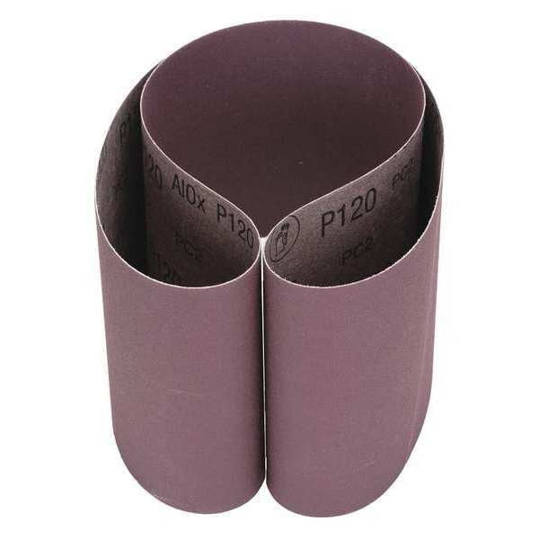 Sanding Belt, Coated, 6 in W, 48 in L, 120 Grit, Fine, Aluminum Oxide, 341D, Brown