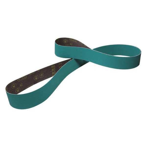 Sanding Belt, Coated, 3 in W, 132 in L, 36 Grit, Extra Coarse, Zirconia Alumina, 577F, Green