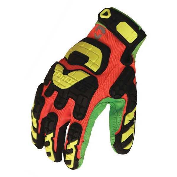 Impact Gloves, M, Hi-Vis Orange/Green, PR