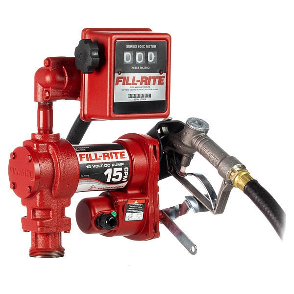 Fuel Transfer Pump, 12VDC, 15 GPM, 1/4 HP, Cast Iron, 1