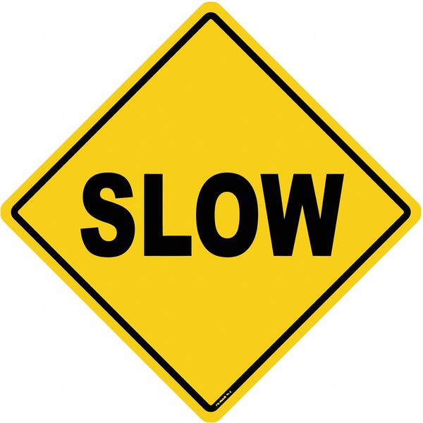 Anti-Slip Floor Sign, 17 in H, 17 in W, Vinyl, Diamond, English, FS-DIAM-502