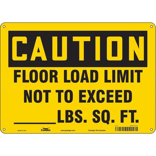 Safety Sign, 10 in Height, 14 in Width, Aluminum, Horizontal Rectangle, English, 485J93