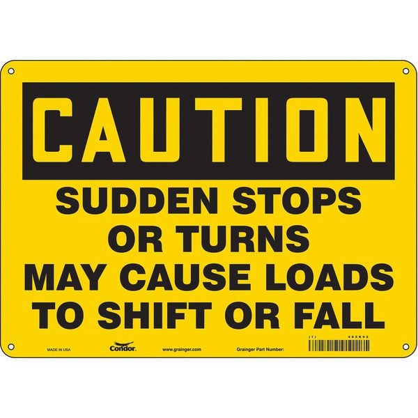 Safety Sign, 10 in Height, 14 in Width, Aluminum, Horizontal Rectangle, English, 485K92
