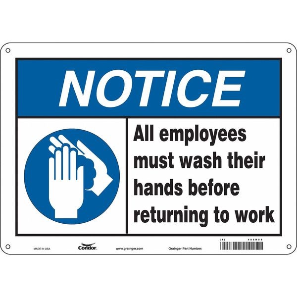 Safety Sign, 10 in Height, 14 in Width, Aluminum, Horizontal Rectangle, English, 485N88