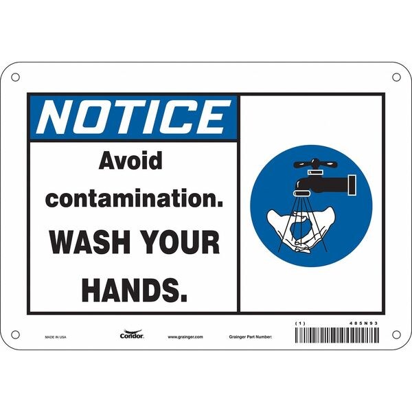 Safety Sign, 7 in Height, 10 in Width, Aluminum, Vertical Rectangle, English, 485N93