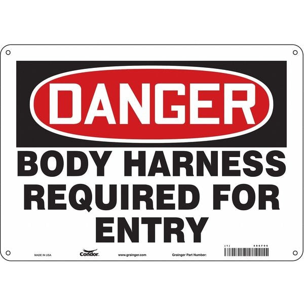 Safety Sign, 10 in Height, 14 in Width, Aluminum, Horizontal Rectangle, English, 486F06