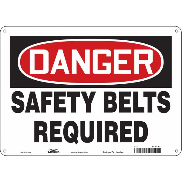 Safety Sign, 10 in Height, 14 in Width, Aluminum, Horizontal Rectangle, English, 486F12