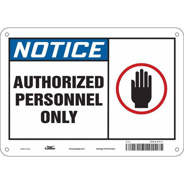 Safety Sign, 7 in Height, 10 in Width, Aluminum, Vertical Rectangle, English, 486Z31