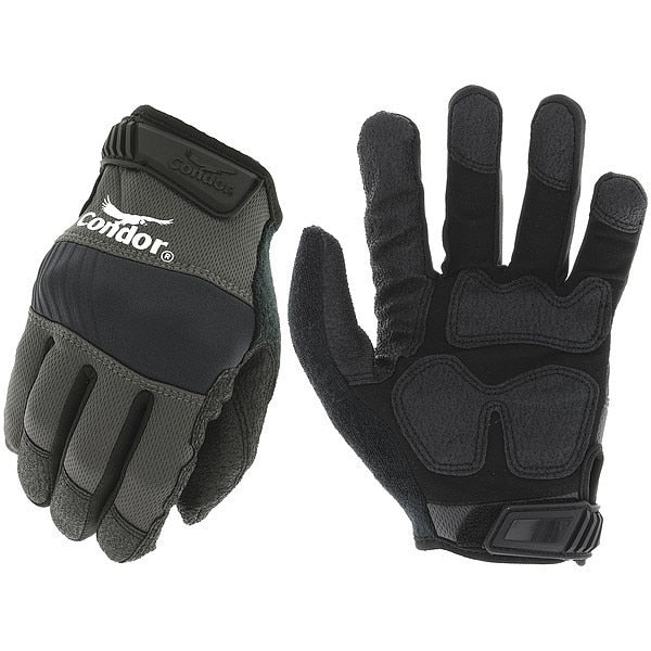 Mechanics Gloves, S, Black, Double Layer, Polyester