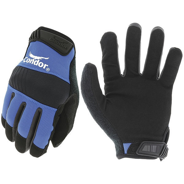 Mechanics Gloves, M, Blue, Single Layer and Seamless, Polyester