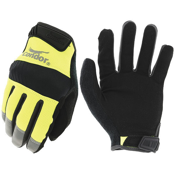 Hi-Vis Mechanics Gloves, M, Yellow, Single Layer and Seamless, Polyester