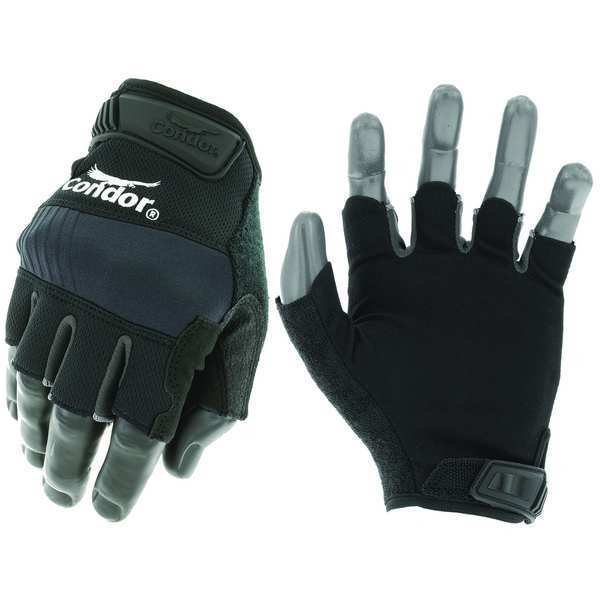 Mechanics Gloves, L, Black, Single Layer and Seamless, Polyester