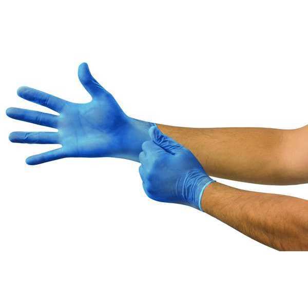 Disposable Gloves, Vinyl, Powder Free, Blue, XL, 100 PK