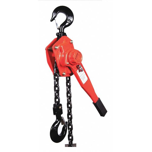 Lever Chain Hoist, 6,000 lb Load Capacity, 15 ft Hoist Lift, 1 29/64 in Hook Opening
