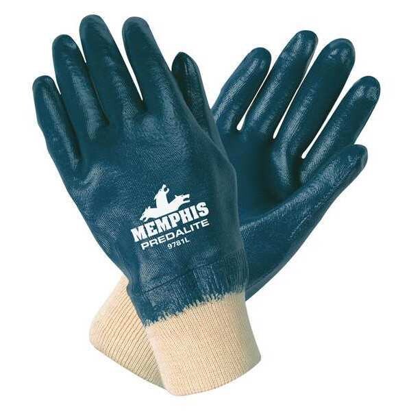 Nitrile Coated Gloves, Full Coverage, Blue, L, PR
