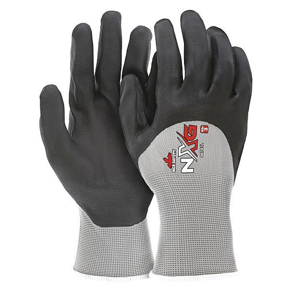 Foam Nitrile Coated Gloves, 3/4 Dip Coverage, Black/Gray, 2XL, PR