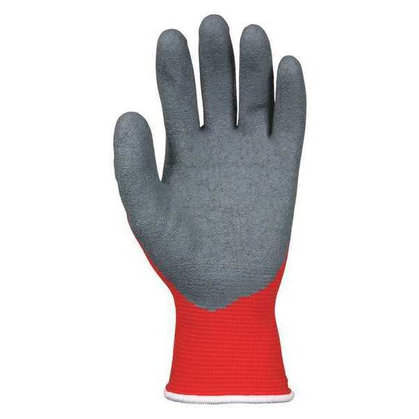 Latex Coated Gloves, Palm Coverage, Red/Gray, 2XL, PR