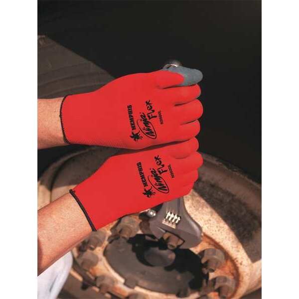 Latex Coated Gloves, Palm Coverage, Red/Gray, 2XL, PR