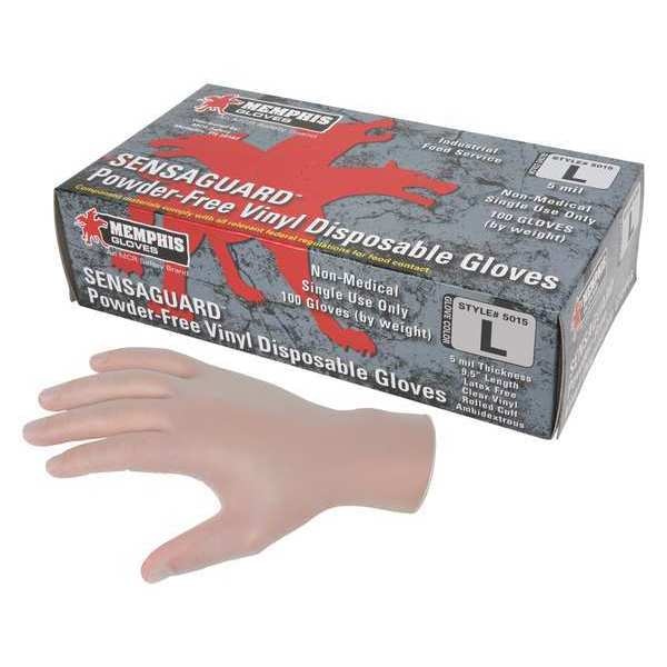 Disposable Industrial/Food Grade Gloves, Vinyl, Powder Free, Clear, XL, 100 PK