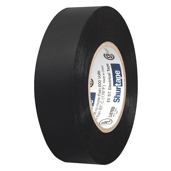 Vinyl Electrical Tape, 3/4 in x 66 ft, 7 mil thick, Black, 1 Pack