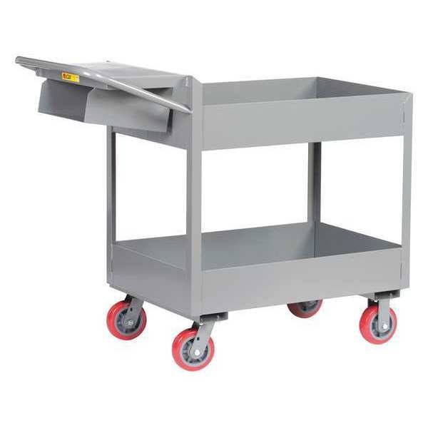 Steel Order-Picking Utility Cart with Deep Lipped Metal Shelves, Flat, 2 Shelves, 3,600 lb