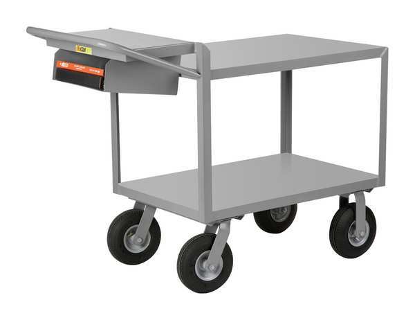 Steel Order-Picking Utility Cart with Flush Metal Shelves, Flat, 2 Shelves, 1,200 lb
