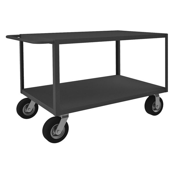 Steel Utility Cart with Flush Metal Shelves, Flat, 2 Shelves, 1,200 lb