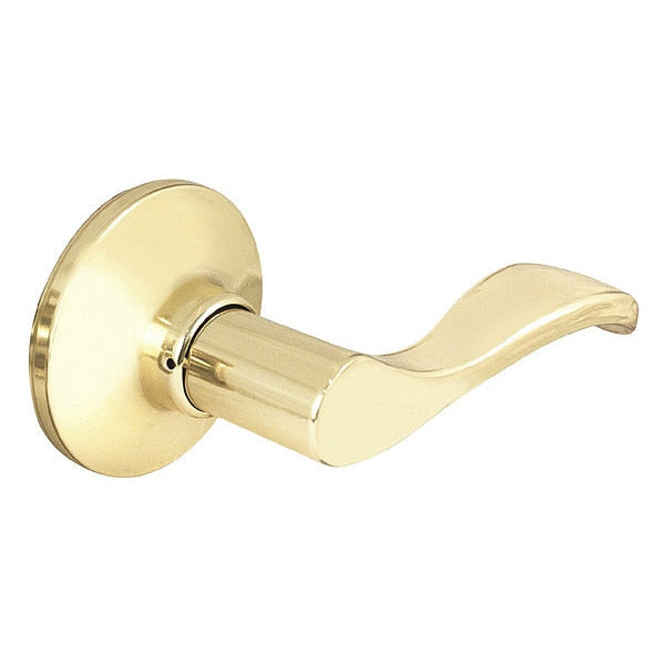 Lever Lockset, Polished Brass, Wave Style