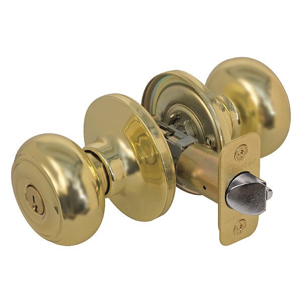 Knob Lockset, Rusk Style, Polished Brass