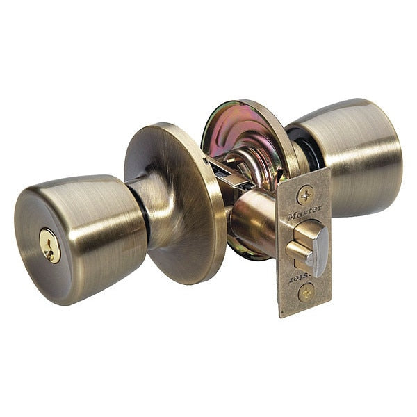 Knob Lockset, Tulip Style, Antique Brass